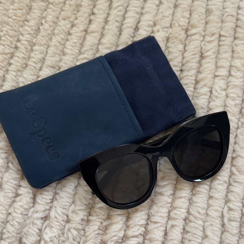 Le Specs Glossy Black Cat Eye Sunglasses